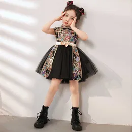 女の子のドレスキッズガールフローラルキパオドレスフォーマルチャイニーズスタイルの子供服幼児の子供モダンチョンサムバースデーギフトイブニングドレス