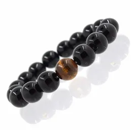 Stein Großhandel Legierung Metall Barbell Schwarz Natürliche Onyx Perlen Mode Armbänder Männer Frauen Stretch Geschenk Yoga Armband Dhaqj