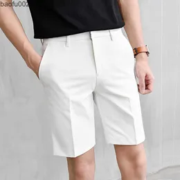 Mäns shorts veckade shorts män sommar vit shorts koreanska mode casual shorts arbete slitage kläder andningsbar komfort smal fit Bermudas 2022 W0327