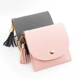 Wallets Women Id Card Titular Pu Zipper Pequeno portador de moedas Solid Color Business Card Casol Cartocolador Carteira G230327