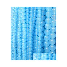 Pierre 8Mm Perles Bleues Naturelles Entretoise Lâche Ronde 4/6/8/10 / 12Mm Drop Delivery 202 Dhjtn