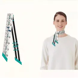Kobiety projektant szalików druk koni letni szalik szyja pałąki na głowę kravat kwadraty szaliki jedwabna wstążka 5x86cm 100% Twill Silk Dwuesteed