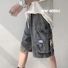 Men's Shorts Men's denim casual shorts SS tooling style wear all-match trend jeans summer women half denim pants unisex cargo streetwear 230327