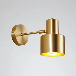 Lampy ścienne E27 mosiężne światło 110V 220V proste urządzenie do kinkiet pojedynczej LED D100 mm Lampa miedziana Domowa dekoracja