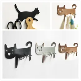 Hooks Rails Metal Key Hanger Cat DecorativeTail Shaped Kitchen Wall Door Holder Clothes Storage Rack Seamless Tool Accessories 230327