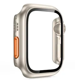 جراب واقٍ رفيع للشاشة من الصدمات لهاتف Apple Watch Series 8 7 6 5 4 SE ثوانٍ يتغير إلى Apple Watch Ultra Full Protection Armor Cover 45mm 44mm