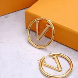 The Circle 18k Gold Hoop Brincha Designer para Earring de Moda Favoros de Moda de Aço Antelhado Não Alérgico Não Desbotado Holida de Férias de Natal Diamond-022