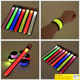 Nylon LED Sports Slap Wrist Strap Bands Wristband Light Flash Bracelet Glowing Armband Flare Strap Party ConcertArmband LED Flashing Toys