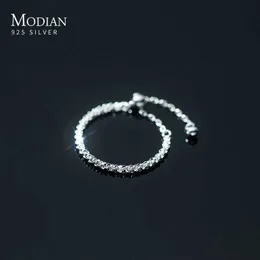 Bagues Modian 2021 Nouveau Réel Argent 925 Éblouissant Mignon Chaîne Réglable Bagues Pour Femmes Bijoux De Mariage Accessoires Anel G230327