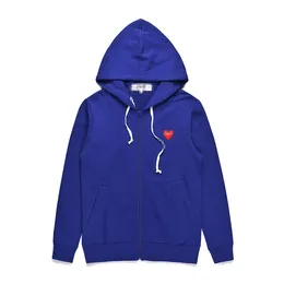 Men's Hoodies Sweatshirts Designer Com Des Garcons Play Sweatshirt Cdg Red Heart Zip Up Hoodie Brand Navy Blue Size xl