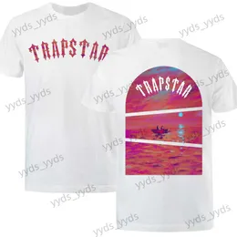 남자 티셔츠 Trapstar Street 브랜드 티셔츠 남성 일몰에서 Sea Art Print t T230327