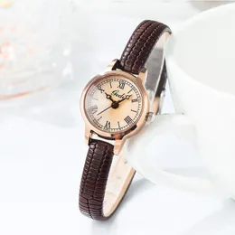 Relojes de pulsera 2023 Reloj clásico simple para mujer Número romano Dial Caja de oro rosa de lujo Oficina Señora Reloj de pulsera delgado Regalo de vacaciones