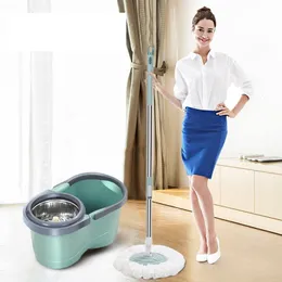 Mop Spessore doppio trascinamento pigro mocio secchio rotante in acciaio inox altalena a secco mop per uso domestico lavaggio a mano mop asciutto e bagnato 230404