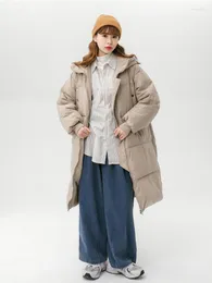 여자 트렌치 코트 한국 디자인 스트리트웨어 여성 CPTTON 패딩 오버 코트 느슨한 편안한 긴 복어 재킷 Casacos de Inverno
