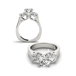 Solitaire Ring Anillo de selecso de boda de tres piedras de plata de ley 925 para mujer diamante de moissanita de de de 22 Quilates Z0327