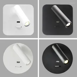 Wall Lamps LED Lamp With Switch USB Interface 3W Spotligh 6W Backlight Free Rotation Sconce Indoor Light For Home Bedroom Bedside