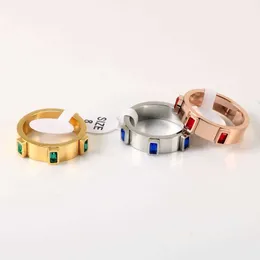 Pierścienie zespołu vintage zielony niebieski czerwony kamienne pierścionki z kryształów stali nierdzewnej dla kobiet mężczyzn mężczyzn w ślubie luksusowa marka biżuteria g230327