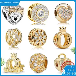 925 Silber Perlen Charms für Bettelarmbänder Designer für Frauen Crown Car Lock Love Herz Anhänger