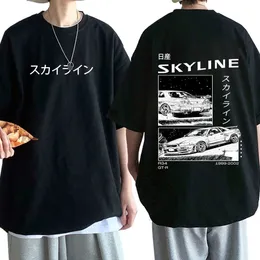 メンズTシャツアニメドリフトae86初期d両面TシャツOneck短袖夏カジュアルユニセックスR34スカイラインGTR JDMマンガTシャツ230327