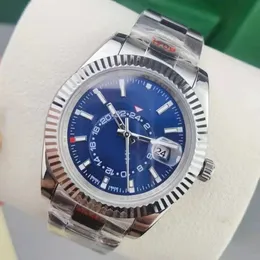 With original box Mens Watches Blue Automatic Movement Small Dial Sapphire Calendar 41mm Watch Stainless Sky Dweller 326934 Skydweller Wristwatches