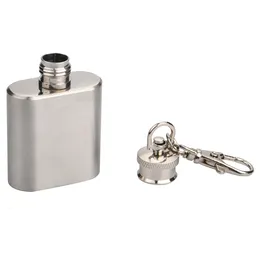 1oz stainless steel mini hip flask with keychain Portable party outdoor wine bottle with Key chains dh6541