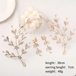 Necklace Earrings Set Korean Fashion Crystal Leaf Headbands Tiara Crowns Hairbands Bride Noiva Wedding Hair Jewelry FORSEVEN