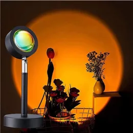 SXI LED 야간 조명 USB 무지개 일몰 빨간 프로젝터 침실 바 커피 상점 벽 장식 lighti262n을위한 Sun Sunset Red Projector Sun Project Desk Lamp