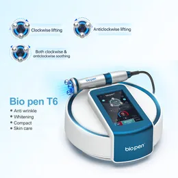 RF Machine Macher EMS Micro التيار الكهربائي من تحفيز تجديد الكولاجين لعلاج الضوء الأزرق Bio Pen T6 360 Detating Skin Riffting Devely