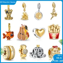925 Siver Beads Charms Pandora Charm Bracelets 여성을위한 디자이너 Steampunk Bear 프렌치 튀김 배 돼지 자동차