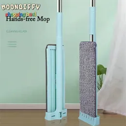 Mop Squeeze Mop Mop per pavimenti Cuscinetti riutilizzabili in microfibra Lavaggio a mani libere Pulizia a 360 gradi Mop piatto Strumenti autopulenti per la casa 230327
