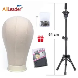 Wig Stand alileader 64cm قابلة للتعديل حامل البسكان ترايبود مع القماش مع رؤساء القماش.