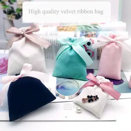 Jewelry Boxes Velvet Gift Bags Jewelry Ribbon Dust Sack 7x9cm 10x12cm 12x15cm pack of 50 Eyelashes Makeup Lipstick Drawstring Pouches 230325