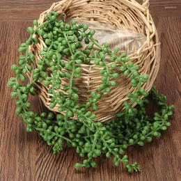 Dekorativa blommor 2st Artificial Hanging Plant String Plastic Green Succulent of Pearls Vine Greenery Home Decor