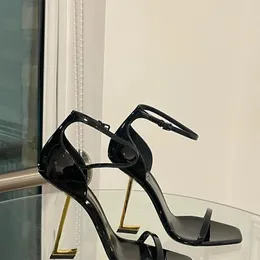 Kadın Yüksek Topuklu Elbise Ayakkabı Yaz Toka Askı Mektup Sandalet Moda Stiletto Topuklu Ziyafet Sosyetik Ayakkabı 10 cm hiçbir kutu