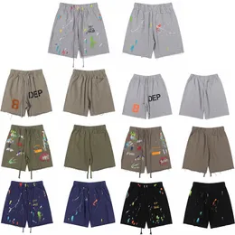 Marka Şortları Kadın Erkek Şort Tasarımcı Şortları GD Benekli Mürekkep El Boyutlu Baskı Terry Mens Jorts Hip Hop Drawstring Düz Pantolon Unisex Boş Zaman Şort