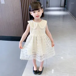 Dziewczyna sukienki Dziewczynki Koronka sukienka dla dzieci Rustykalna odrzucona kołnierz A-line Sundress Causal Causing Toddlery Lolita Costume