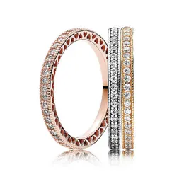Anéis de banda Original 925 Sterling Silver Ring Manchable Love Hearts com anéis de cristal para mulheres presente de casamento Fine Europe Jewelry G230327