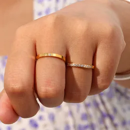 Północne Ring Anillos de oro fino con relleno de circonita aaa para mujer anillo de cristal oporność algua anillo de acero nieutlenialny Chapado en Oro 2022 Z0327
