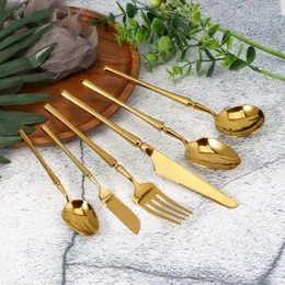 Dinnerware Sets Jaswehome Golden Cutlery Set 304 Stainless Steel Restaurant El Household Western Style Knife Fork Spoon Tablewares