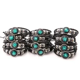 Beaded Fashion Jewelry 12 Constellations Leather Braided Bracelet For Man Woman Drop Delivery 202 Dh7Lq