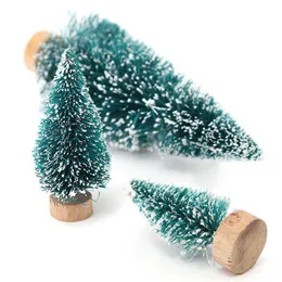 Christmas Decorations Mini Tree 12/16/24cm Snow Frost Sisal Fiber Pine DIY Craft Party Table Decoration Ornaments