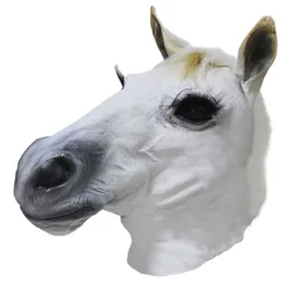 Party Masks Latex Animal Realistic White Horse Mask Halloween Cosplay Fancy Dress Up Carnival Costume Mask 230327