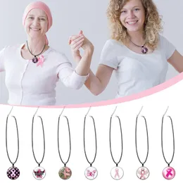 Chains Necklace Leather For Breast Cord Pendant Black Ribbon Pink Caring Necklaces Y Women Mother And Daughter