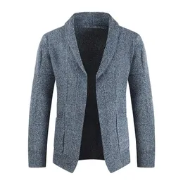 Herrtröjor Telotuny 2023 Autumn och Winter Cardigan Långärmad vridningskrage Plus Size Solid Pocket Sweater Coat Blus