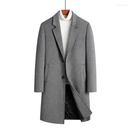 Męskie mieszanki wełny kurtki zimowe jesień i tweed płaszcz róg średniej długości koreańska wersja Slim Will22