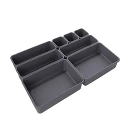 Förvaringslådor BINS 8 st/set Drawer Divider Plastical Storage Box Insert Tray Office Hemorganisator Tillbehör P230324