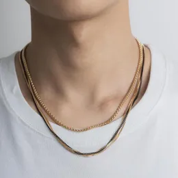 Chains Salircon Punk Simple Multilayer Box Chain Short Necklace For Men Hip Hop Rock Choker Fashion Party Jewelry