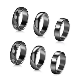 Bandringar Flat Hematitringar för män 6mm icke-magnetiska AAA Black Natural Stone Hjälp sömn gå ner i vikt Knuckels handläkningsterapi ringar g230327