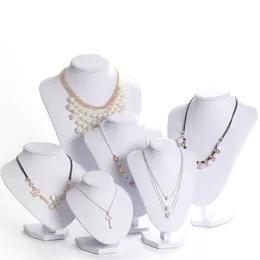 Watch Boxes Cases Model Bust Show Exhibitor 6 Options PU White Leather Jewelry Display Woman Necklaces Pendants Mannequin Jewelry Stand Organizer 230325