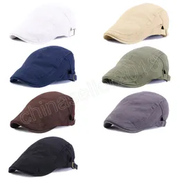 Vanlig nyhetsbo -mäns hatt platt mössa mode bomull med fast färg newboy cap justerbar körmöss målare hatt